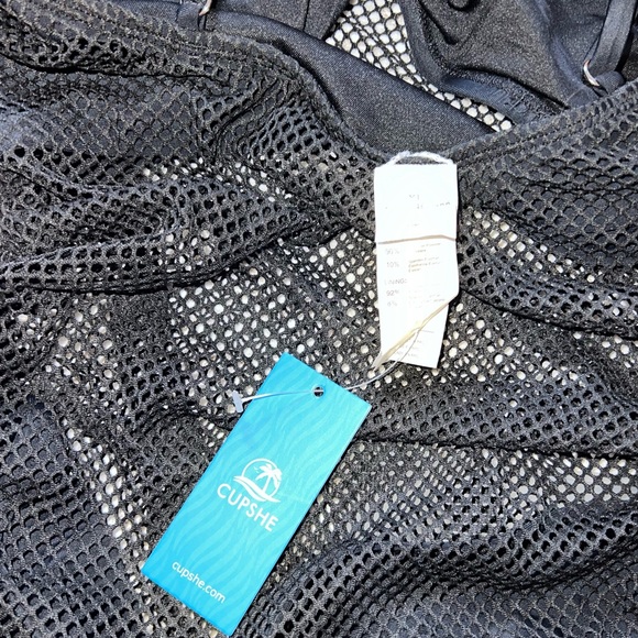 Cupshe Black Mesh Tummy Control One Piece Swimsuit - Black / XL - Picture 6 of 6